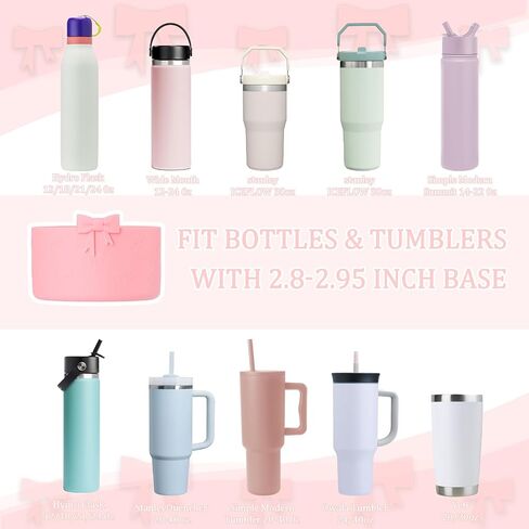 حذاء سيليكون واقي بفيونكة، متوافق مع كوب ستانلي 20/30/40 أونصة، لحذاء Hydroflask 12-24 أونصة، المزيد من الزجاجات بقاعدة 2.95 بوصة، لحذاء ستانلي لملحقات كأس ستانلي (وردي) in Kuwait