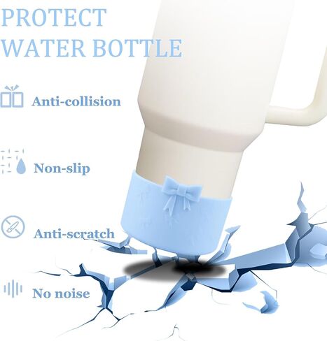 حذاء سيليكون واقي بفيونكة، متوافق مع كوب ستانلي 20/30/40 أونصة، لحذاء Hydroflask 12-24 أونصة، المزيد من الزجاجات بقاعدة 2.95 بوصة، لحذاء ستانلي لملحقات كأس ستانلي (وردي) in Kuwait