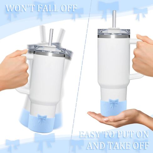 حذاء سيليكون واقي بفيونكة، متوافق مع كوب ستانلي 20/30/40 أونصة، لحذاء Hydroflask 12-24 أونصة، المزيد من الزجاجات بقاعدة 2.95 بوصة، لحذاء ستانلي لملحقات كأس ستانلي (وردي) in Kuwait