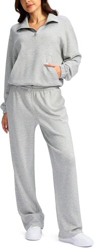 SANTINY Sweatsuits Women 2 Piece Outfit Oversized Sweatshirt Wide Leg Sweatpants Matching Set Tracksuit Lounge sets in Saudi Arabia