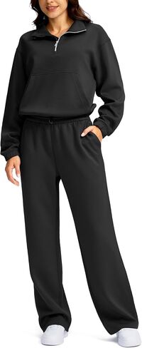 SANTINY Sweatsuits Women 2 Piece Outfit Oversized Sweatshirt Wide Leg Sweatpants Matching Set Tracksuit Lounge sets in Saudi Arabia