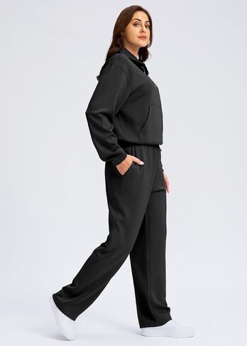 SANTINY Sweatsuits Women 2 Piece Outfit Oversized Sweatshirt Wide Leg Sweatpants Matching Set Tracksuit Lounge sets in Saudi Arabia