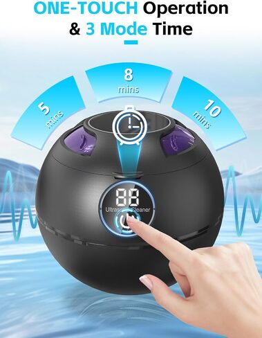 Ultrasonic Retainer Cleaner, 44kHz Sonic Cleaning Pod for Dentures, Aligners & Mouth Guards, 180ML, 3 Timer Settings, Portable for Dental Appliances & Jewelry in Saudi Arabia