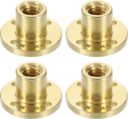 uxcell 4 Pcs Tr10x8 Lead Screw Brass Nut, Trapezoidal Nut Linear Screw Acme Thread Screw Replacing Brass Nut (2mm Pitch, 4 Start, 8mm Lead) for 3D Printer Accessories in Saudi Arabia