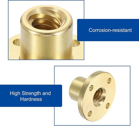 uxcell 4 Pcs Tr10x8 Lead Screw Brass Nut, Trapezoidal Nut Linear Screw Acme Thread Screw Replacing Brass Nut (2mm Pitch, 4 Start, 8mm Lead) for 3D Printer Accessories in Saudi Arabia
