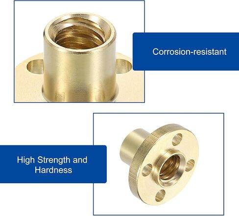 uxcell 4 Pcs Tr10x8 Lead Screw Brass Nut, Trapezoidal Nut Linear Screw Acme Thread Screw Replacing Brass Nut (2mm Pitch, 4 Start, 8mm Lead) for 3D Printer Accessories in Saudi Arabia