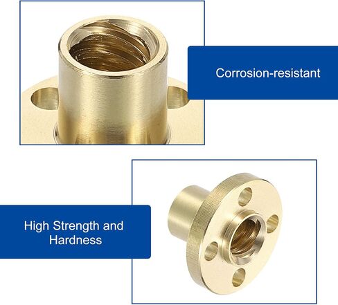 uxcell 4 Pcs Tr10x8 Lead Screw Brass Nut, Trapezoidal Nut Linear Screw Acme Thread Screw Replacing Brass Nut (2mm Pitch, 4 Start, 8mm Lead) for 3D Printer Accessories in Saudi Arabia