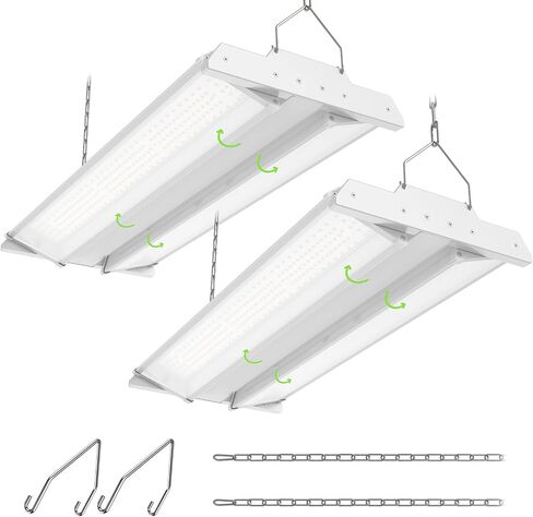 Linear High Bay Led Shop Light 2Pack, 150W 5000K LED High Bay Lights 20250lm 0-10V Dimmable, 135LM/W Hanging Light Fixture for Workshop, Supermarket, Warehouse cETL/DLC Listed in Saudi Arabia