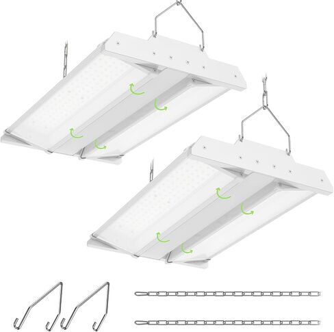 Linear High Bay Led Shop Light 2Pack, 150W 5000K LED High Bay Lights 20250lm 0-10V Dimmable, 135LM/W Hanging Light Fixture for Workshop, Supermarket, Warehouse cETL/DLC Listed in Saudi Arabia