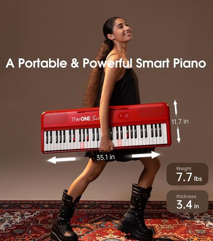 The ONE Smart Piano Sing, 61 Keys Keyboard Piano For Singing & Practice, Electric Piano For Music Lover & Beginner (Red) in Kuwait