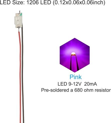PATIKIL 0603 Micro LED سلكي مسبقًا، 12 قطعة 9-12 فولت صغيرة ملحومة مسبقًا، صمامات ثنائية باعثة للضوء، جهاز تثبيت على السطح للنموذج، DIY، طول 9.8 بوصة، أخضر in Kuwait