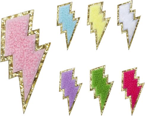 6 Pcs Smile Face Patches Self Adhesive Sew On Embroidered Colorful Chenille Gold Glitters Sticker for Cothing Jackets Jeans Hats Backpack Bag in Saudi Arabia