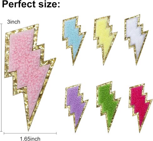 6 Pcs Smile Face Patches Self Adhesive Sew On Embroidered Colorful Chenille Gold Glitters Sticker for Cothing Jackets Jeans Hats Backpack Bag in Saudi Arabia