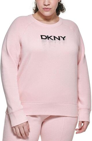 DKNY Sport Womens Plus Heathered Logo Sweatshirt Pink 3X in Saudi Arabia