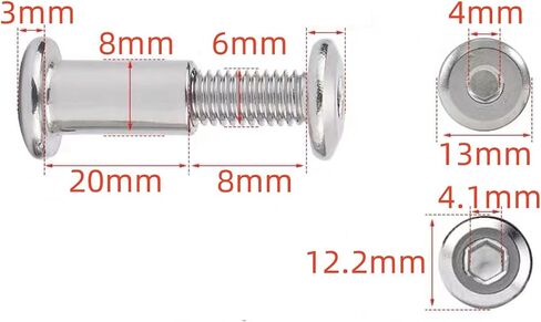 عمود لولبي NACX 5/16 بوصة (8 مم)، مثبت براغي ربط M6 × 20 مم، 304 من الفولاذ المقاوم للصدأ، 15 مجموعة in Saudi Arabia