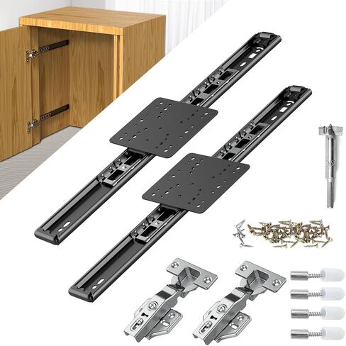 Pisman Pocket Door Slides, Pocket Door Hardware for Inset Door,Cabinet Door Disappearing Door One Set,Included The Slides and The Hinges(12inch) in Kuwait