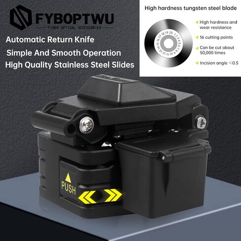 FTTH Optical Fiber Cleaver Fiber Optic Cleaver Cold Splicing Tool Cutting Machine 3 in 1 Function Metal Optical Fiber Cutter Tungsten Steel Sheet, 1pc Black in Kuwait