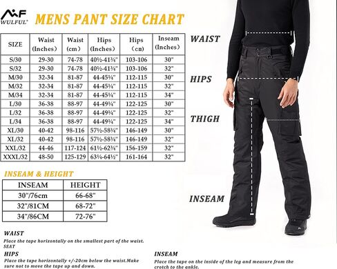 سروال WULFUL للرجال معزول مقاوم للماء للتزلج على الجليد في فصل الشتاء مع جيوب متعددة in Kuwait