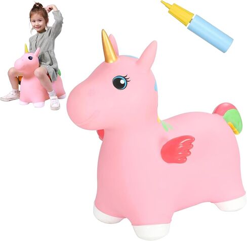 INPANY Teddy Bear Bouncy Horse Hopper Toys, Toddlers Bouncing Animal, Inflatable Hopping Buddies, Kid Ride on Rubber Bouncer, Outdoor Indoor Baby Cute Birthday Gifts for 2 3 4 Year Old Girls Boys in Saudi Arabia
