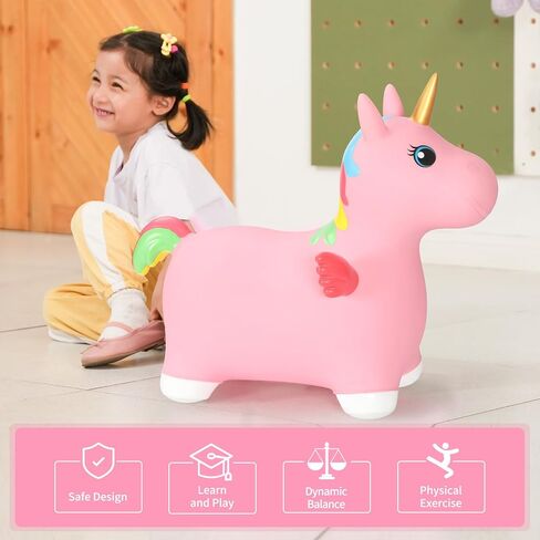 INPANY Teddy Bear Bouncy Horse Hopper Toys, Toddlers Bouncing Animal, Inflatable Hopping Buddies, Kid Ride on Rubber Bouncer, Outdoor Indoor Baby Cute Birthday Gifts for 2 3 4 Year Old Girls Boys in Saudi Arabia