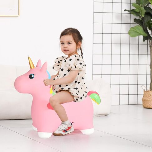 INPANY Teddy Bear Bouncy Horse Hopper Toys, Toddlers Bouncing Animal, Inflatable Hopping Buddies, Kid Ride on Rubber Bouncer, Outdoor Indoor Baby Cute Birthday Gifts for 2 3 4 Year Old Girls Boys in Saudi Arabia