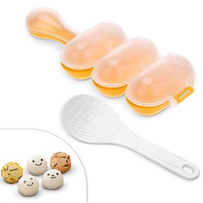 Rice Ball Maker Mold with Rice Paddle - Sushi Maker Rice Ball Mold Rice Molds Rice Shaper Mold Sushi Mold Rice Baller Shaker Sushi Maker Mold - Rice Ball Mold Shaker Sushi Rice Mold Riceball Molder
