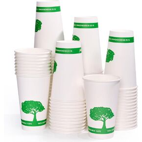 Vplus 240 Pack Compostable Paper Cups, 16 oz Paper Coffee Cups, Biodegradable Disposable Paper Cups, Eco-friendly Hot Drinking Cups for Party, Picnic,and Events