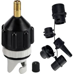 Boat Sup Pump Adaptor Inflatable, Air Pump Air Valve Adapter Kit with 4 Air Valve Nozzles Paddleboard Air Nozzle Multifunctional Conversion Head, Small, Black
