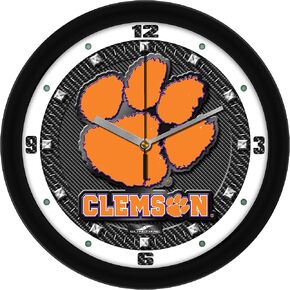 SunTime Clemson Tigers Wall Clock, Printed Carbon Fiber Team Art, Silent Non-Ticking Quartz Movement, 11.5"