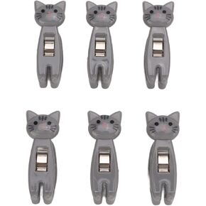 6Pcs Cat Snack Clips Anti Slip Strips Handle Metal Spring Firm Grip Food Bag Snack Clip for Clothing Documents(Grey)