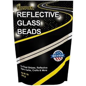 Reflective Glass Beads (1 LB Bag) | for Road Marking, Curb Paint, Traffic Paint, Pavement Striping, Parking Lots, Crosswalks, Driveways, Airports, Traffic Signs, Painting, Arts & Crafts