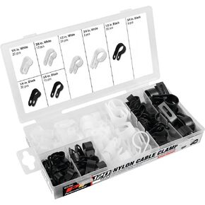 Performance Tool W5260 120 pc. Nylon Cable Clamp Assortment Kit - Secure and Organize Wires and Cables for Home, Office, and Automotive Use