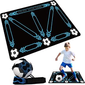 Soccer Training Mat, Silent Shock Absorption Soccer Training Equipment, Football Footstep Training Mat for All Ages, Soccer Train Mat for Soccer Enthusiasts, Improve Speed, Strength & Coordination