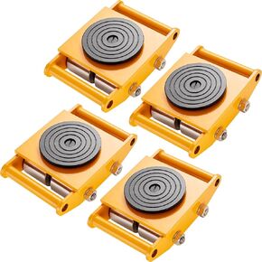 VEVOR Machine Skate, 6T Machinery Skate Dolly, 13228 lbs Machinery Moving Skate, Machinery Mover Skate with 360° Rotation Cap and PU Directional Rollers, Heavy Duty Industrial Moving Equipment, Yellow