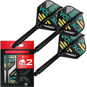 TARGET Darts Rob Cross K Flex Flights and Shaft System, No.2 | Pack of 3 Kflex All in One Flights, Player Edition Darts Accessories | K-Flex Dart Stem Short/Intermediate/Medium