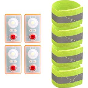 WICKED Life Jacket LED Strobe Light for Emergency Overboard Survival; Water Activated High Intensity Beam Long Range Rescue (4-Pack with Strap)