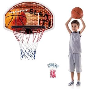 GYMAX Mini Basketball Hoop, 29" x 20" Wall Mounted Hoop with Spare Net, Portable Shatterproof Basketball Backboard, All Weather Basketball Hoop for Kids Teens Adults, Indoor/Outdoor Play Set Bedroom