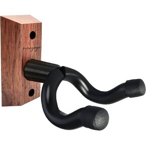 Guitar Wall Mount 1 Pack - Black Walnut Wood Guitar Hanger, U-Shaped Holder Hook for Acoustic, Electric Guitar, Banjo, Bass - Ideal for Men and Boys