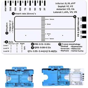 7 Step Ruler,Transparent Electrocardiogram Calipers 7 Step Ruler,Family Essential Ruler,Portable Assessment Tool,Electrocardiogram Card(1pcs)