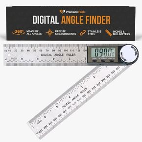 Digital Angle Finder Ruler, 7-Inch/200mm Precision Angle Measuring Tool for Woodworking, Carpentry, and DIY Projects, 2 Batteries Included - Premium Steel Construction