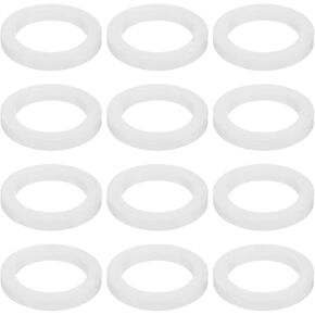 uxcell 12 Pcs Solid Silicone Flat Washer DN40 2-5/32" OD x 1-1/2" ID x 1/4" Thickness Large Washers O Ring Sealing Gaskets, Industrial Flat Rubber Spacer, White