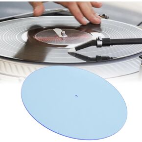 سجادة أطباق قابلة للدوران، سجادات أطباق من الأكريليك الشفاف مقاس 12 بوصة، تعمل على تحسين جودة الصوت وتوفر صوت جهير أكثر إحكامًا - سجادة أطباق منخفضة الضوضاء ومضادة للكهرباء الساكنة (أزرق فاتح) in Kuwait