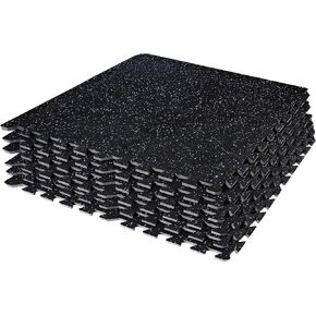 Sivan Fitness 1/2" Thick Rubber Top High-Density EVA Foam Gym Flooring for Home Gym - 48 Sq Ft Exercise Mat Tiles for Workout, Yoga, MMA, Heavy Exercise Equipment Mat - 12 Interlocking Gym Floor Mat