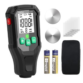 Paint Thickness Gauge, Digital Car Coating Depth Gauge Tester with Resol 0.1mil, Portable Paint Mil Thickness Meter for Used Car Buyers Auto Detailers, F/NF Measuring, Auto-Off, Data Storage