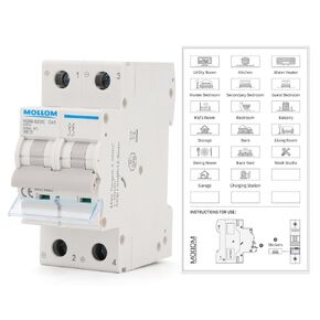 DC 2 Pole Miniature Circuit Breaker, 500V 63Amps, C63 Scene Visualization Custom MCB Thermal Magnetic Trip, 6KA Breaking Capacity DC Disconnect Switch for Solar PV System