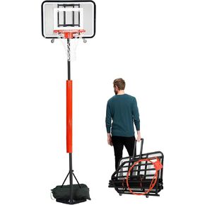Foldable Basketball Hoop, Portable Basketball Hoop Outdoor, with Crash Cushion, Adjustable Height,for Beach,Backyard,Park,Driveway