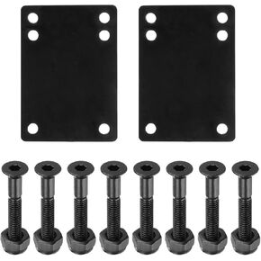 PATIKIL Skateboard Riser Pads Screws Set, 2 Pack 3mm Rubber Shock Rise Pad with 8pcs Mounting Screws Nuts Hardware Repair Kit for Cruiser, Black