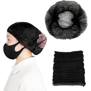 Disposable Hair Bundle Cap 100 pcs 21’ non-woven elastic head covering, head covering net, breathable and dustproof, clean and hygienic, soft and comfortable, non-woven hair net (black)