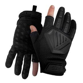 Glove Station The Shooter Work Tactical Gloves - Black (Large), Suede Leather Palm, Knuckle Protection for Men, 2 Fingerless Design for Paintball, Riding and Motorcycle Use