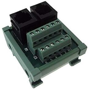 Dual RJ11 RJ12 6P6C Breakout Board Module 180 Screw Terminals Din Rail Mount